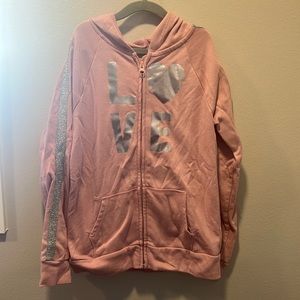 Full zip “love” sweater with silver details